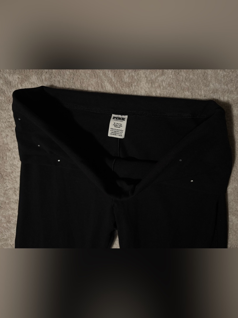 Victoria’s Secret PINK - Black Rhinestone Fold Over Waist Flare Yoga Pants Med - Picture 6 of 6